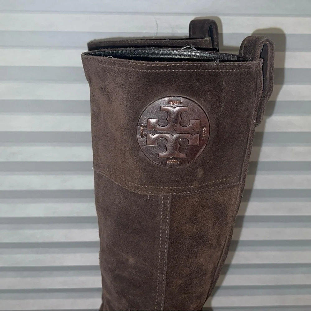 Tory Burch Dark Brown Suede Over the Knee Heel Boots